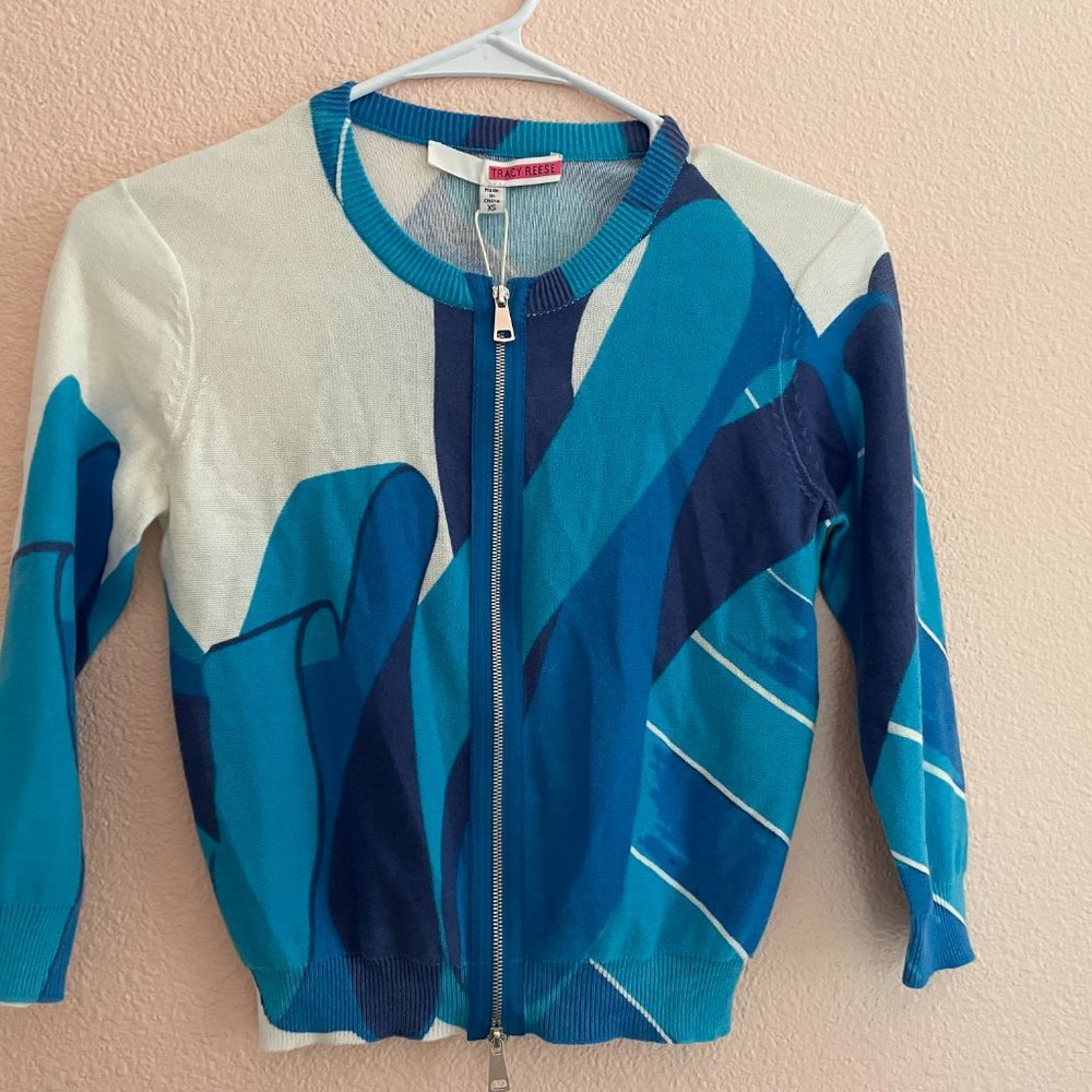 TRACY REESE SERIF STRIPE MULTI-COLOR (BLUES) CARDIGAN SIZE X-SMALL NWT